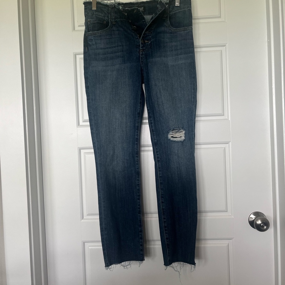 Kut from the Kloth Blue Straight Leg Jeans Distressed